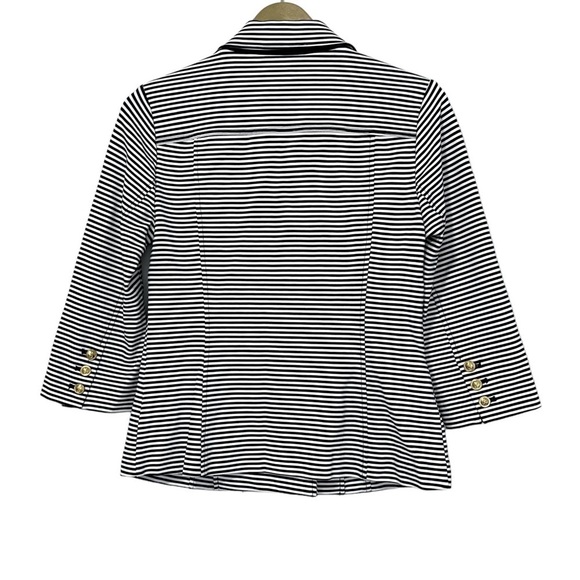 Cabi Navy Blue White Size Small Striped Life Jacket Gold Button Blazer Jacket - Picture 3 of 7